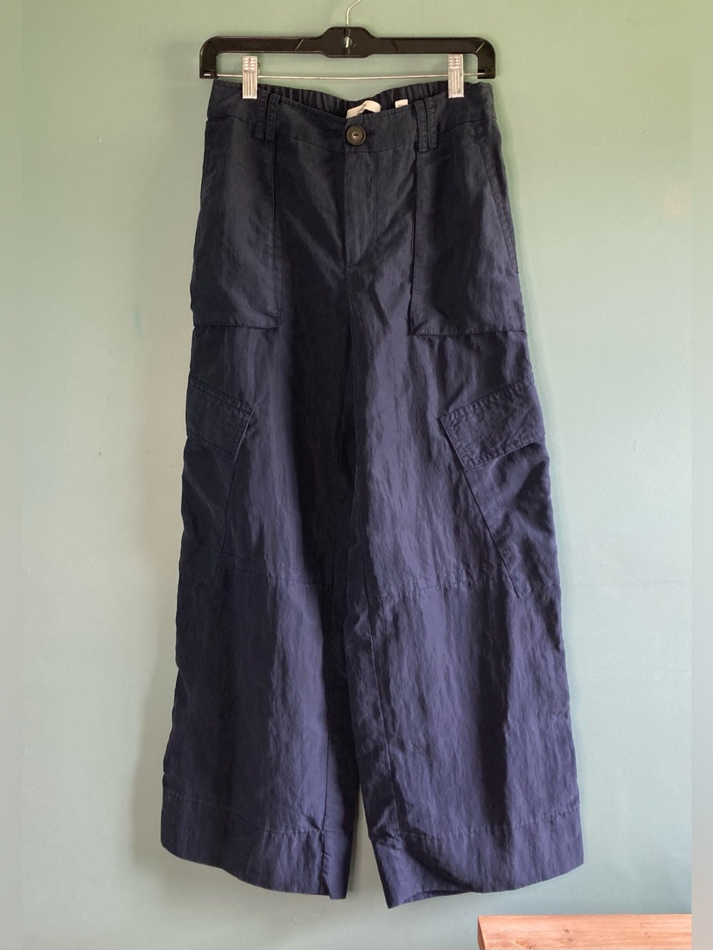 Vince Wide Leg Tencel Cargo Pants Size 2 Coastal Navy Blue